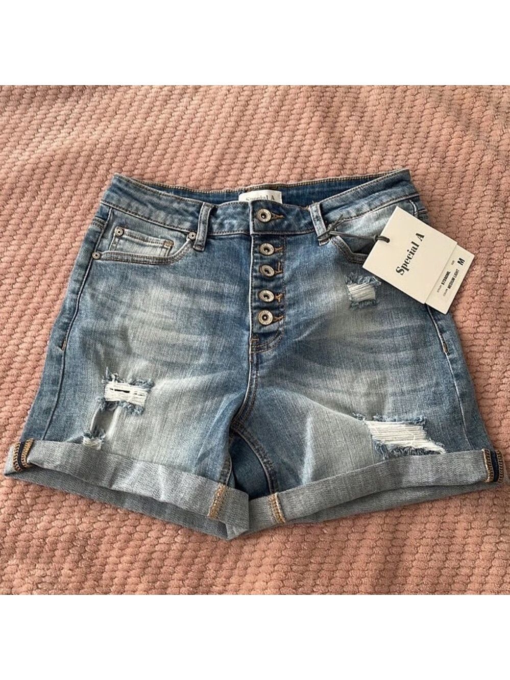 New Distressed Blue Jean Shorts
